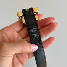 Load image into Gallery viewer, Sezane Charline Cow Leather Multicolor Crystal Gold Buckle Belt Black
