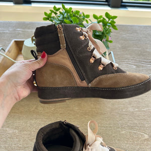 Kelsi Dagger Brooklyn Lace Up Suede Ankle Hiker Boots Mocha 10