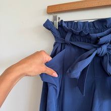 Load image into Gallery viewer, Athleta Skyline High Rise Straight Belted Paperbag Pants Blue 2P
