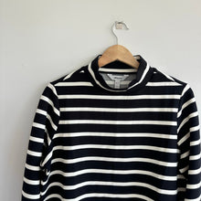 Load image into Gallery viewer, Spanx x Evereve Air Essentials Mock Pullover Striped Black/Porcelain L NWT
