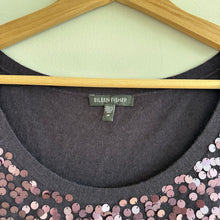 Load image into Gallery viewer, Eileen Fisher Merino Wool Sequin Sleeveless Tank Top Purple M
