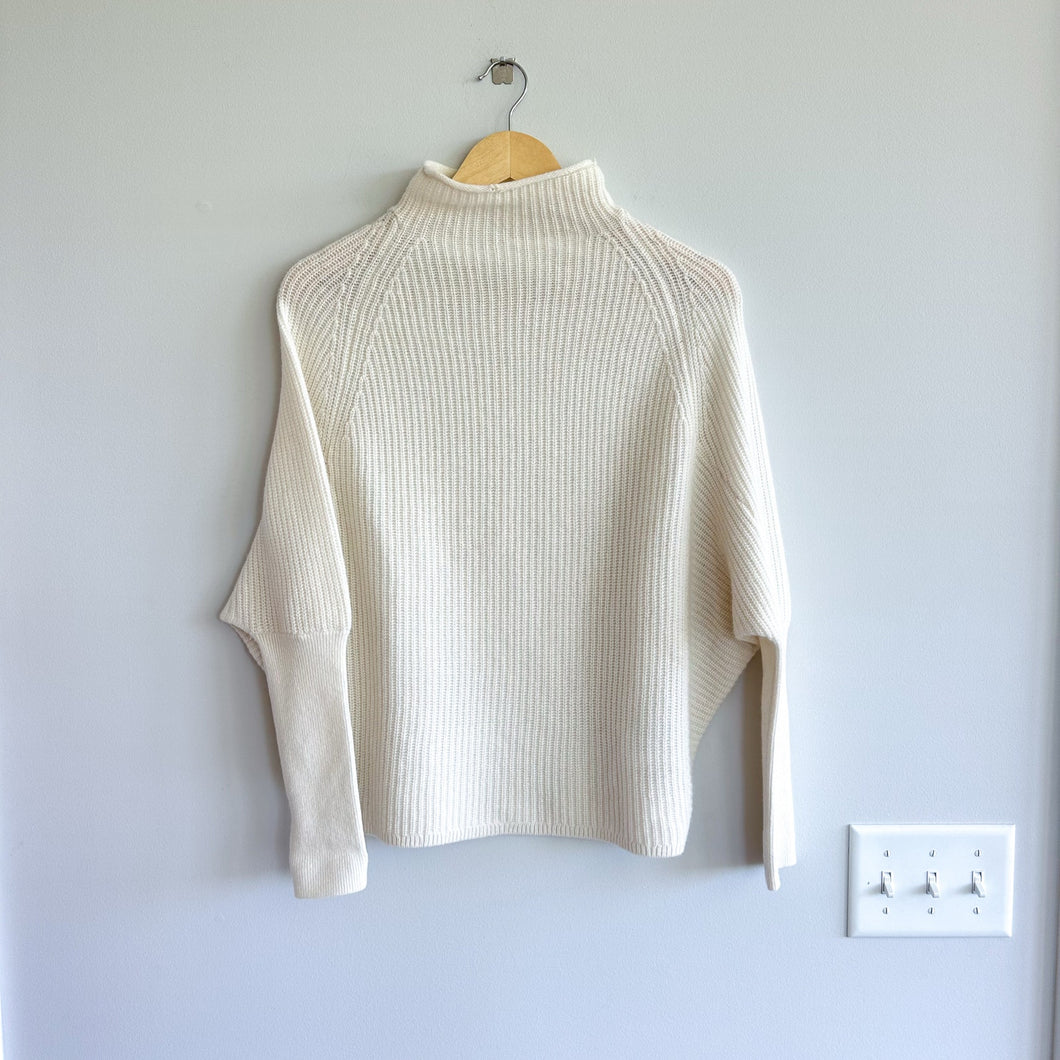 Club Monaco Emma Cashmere Ribbed Pullover Sweater Ivory XS