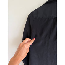 Load image into Gallery viewer, J. Crew Silk Long Sleeve Collared Casual Button Up Shirt Black 6
