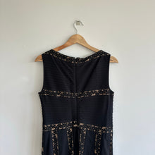 Load image into Gallery viewer, Tadashi Shoji Pleated Lace Sleeveless Boat Neck Mini Dress Black M
