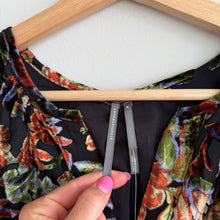 Load image into Gallery viewer, Anthropologie The Somerset Velvet Floral V-Neck Mini Dress Black M NWT
