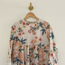 Load image into Gallery viewer, Zara Ecru Floral Textured Tiered 3/4 Sleeve Mini Dress Cream XS
