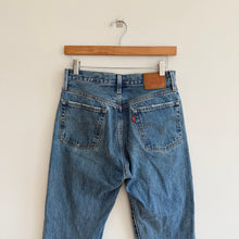 Load image into Gallery viewer, Levi's 501 Button Fly Distressed High Rise Straight Leg Jeans Blue 26

