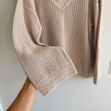 Load image into Gallery viewer, Z Supply Kiami Crochet Knit V-Neck Pullover Sweater Natural M
