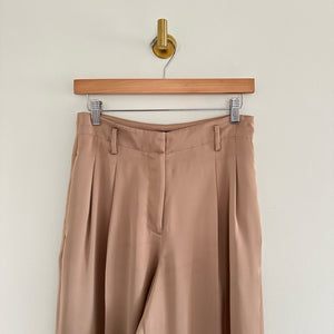 Ann Taylor The Pleated Wide Leg Pant in Satin Beige