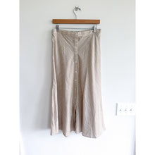 Load image into Gallery viewer, Max Studio Stripe Button Front Elastic Waist A-Line Midi Skirt Beige White M
