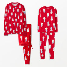 Load image into Gallery viewer, Hanna Andersson Adult Holiday Long John Pajama Set Snowmen on Red L NEW
