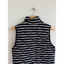 Load image into Gallery viewer, J.Crew Excursion Quilted Puffer Down Filled Striped Vest Navy Blue XS
