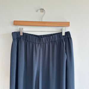 VINCE Wide Leg Satin Pull On Cropped Pants Blue M