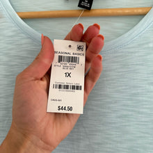 Load image into Gallery viewer, NWT INC International Concepts Ruched Side Short Sleeve T-Shirt Blue 1X
