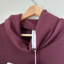 Load image into Gallery viewer, Dear Scarlett Jet Set Vienna Cowl Neck Pullover Sweatshirt Wine L NWT
