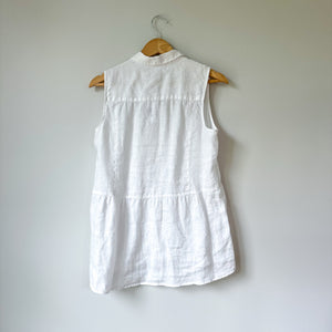 J. Jill Linen Button Front Sleeveless Shirt White SP