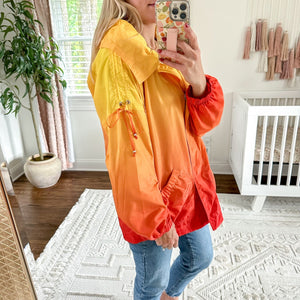 ST. JOHN SoCa Ombré Foldover Windbreaker Jacket Orange