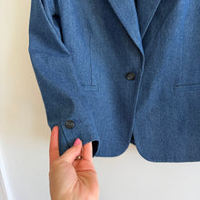 Load image into Gallery viewer, Hipchik Couture Crystal Skull Embellished Single-Breasted Blazer Denim Blue 14
