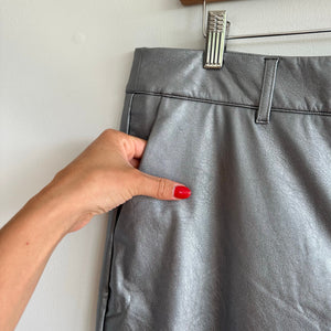 Commando Faux Leather High Rise Casual 7/8 Trouser Pants Silver XL NWT