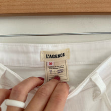 Load image into Gallery viewer, L&#39;Agence Allegra Side Zipper Denim Raw Hem Mini Skirt White 30
