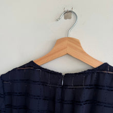 Load image into Gallery viewer, Maggy London Textured Short Sleeve Belted Midi Dress Navy Blue 4 NWT
