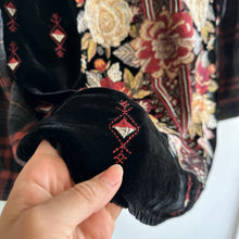 Load image into Gallery viewer, Johnny Was Artemis Velvet Embroidered Back Plaid Button Up Shirt Black Red S NWT
