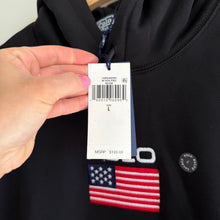 Load image into Gallery viewer, Polo Ralph Lauren USA Flag Patch Fleece Hoodie Sweatshirt Black
