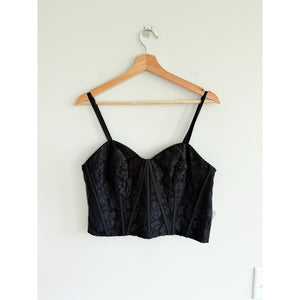 Express Floral Lace Sleeveless Cropped Corset Tank Top Black 8 NWT