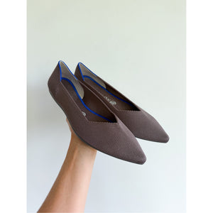 Rothy's The Point II Pointed Toe Woven Slip On Flats in Mink 10 NEW