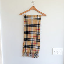 Load image into Gallery viewer, Burberry Nova Checkered Pattern Fringe Rectangle Scarf Brown One Size
