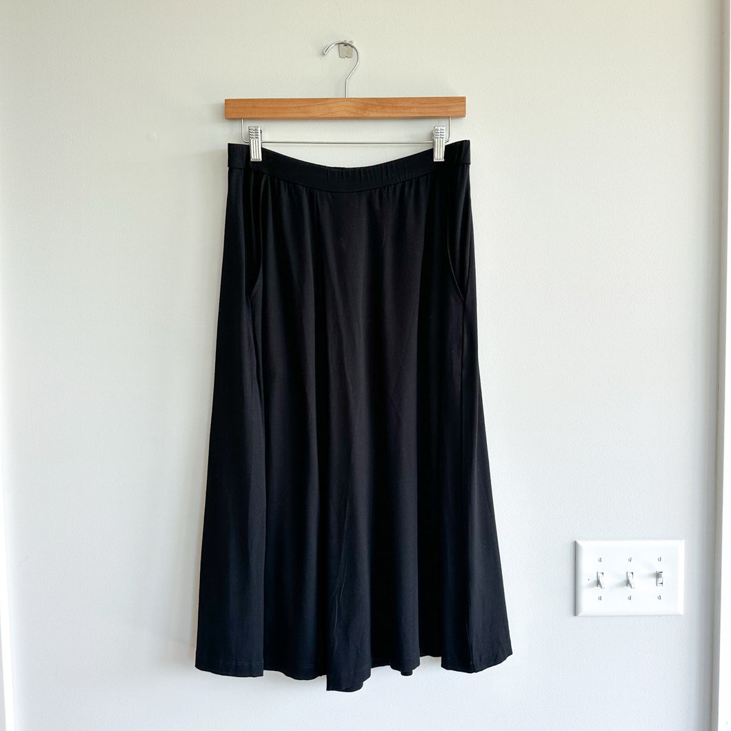 Eileen Fisher Stretch Jersey Pull On Wide Leg Cropped Pants Black S