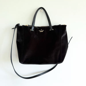 Kate Spade Dawn Place Velvet Kona Satchel Crossbody Bag Black