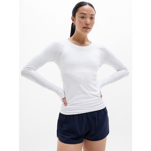 Athleta Momentum Seamless Long Sleeve Crew Neck Activewear Top White L NWT