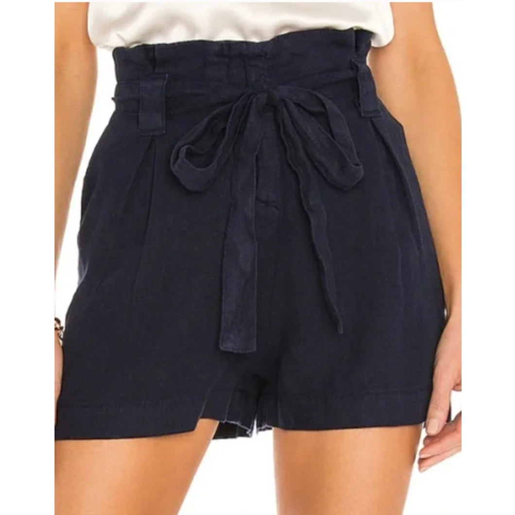 Magaschoni Linen High Rise Paperbag Shorts Black S