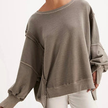 Load image into Gallery viewer, We The Free Camden Oversized Long Sleeve Scoop Neck Sweatshirt Brown XS
