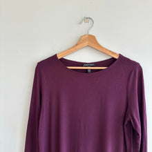 Load image into Gallery viewer, Eileen Fisher Stretch Tencel Jersey 3/4 Sleeve Midi Dress Wine S
