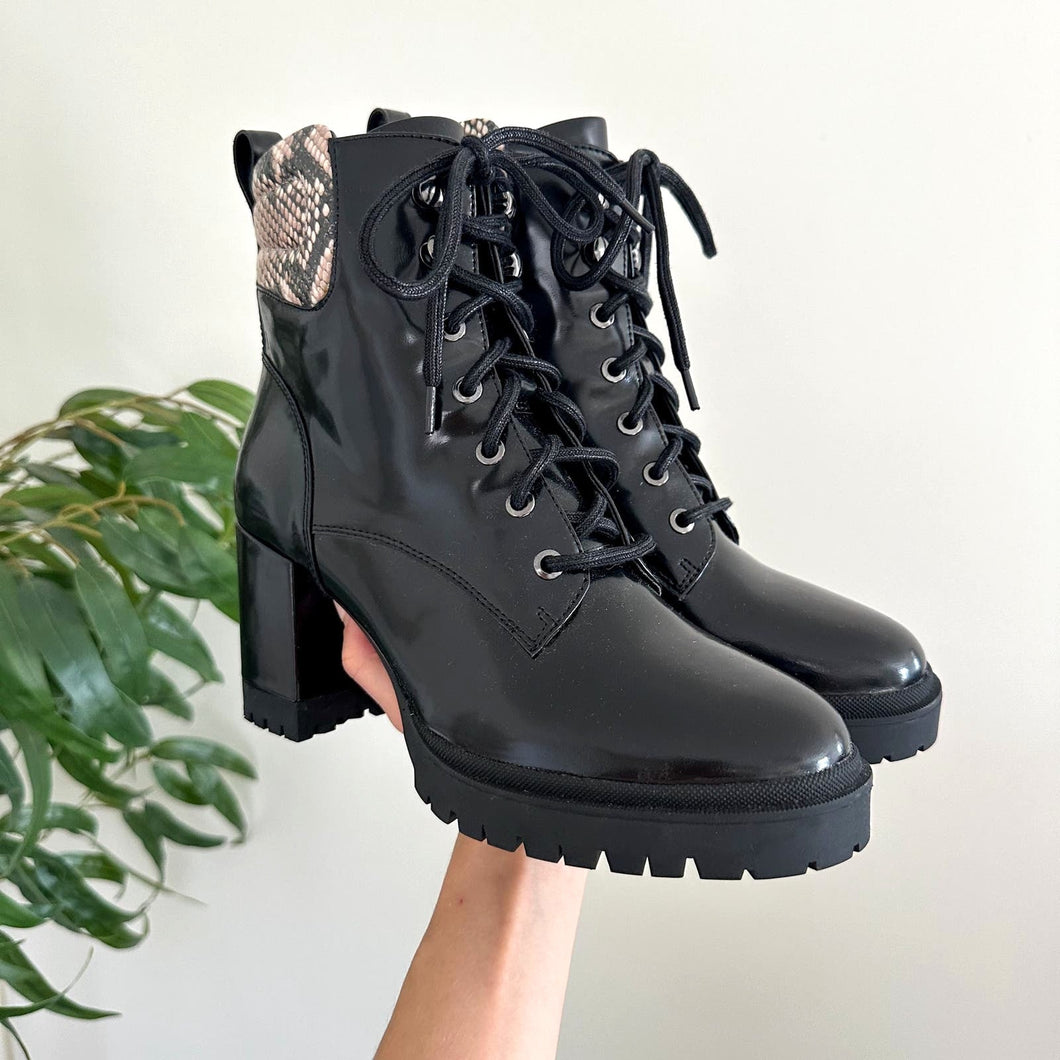 Aerosoles Elena Platform Bootie in Black Combo Leather 8.5