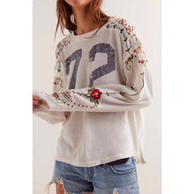 Load image into Gallery viewer, We The Free Lilith Floral Embroidered Sleeve Casual Oversized T-Shirt White S
