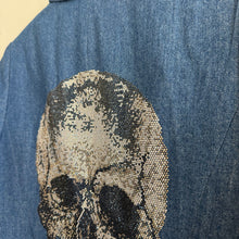 Load image into Gallery viewer, Hipchik Couture Crystal Skull Embellished Single-Breasted Blazer Denim Blue 14
