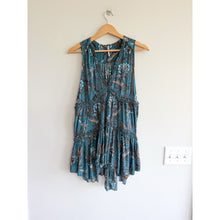 Load image into Gallery viewer, Free People Purple Haze Ruffles V-Neck Tiered Tunic Teal S
