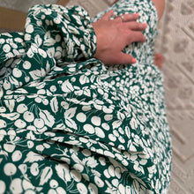 Load image into Gallery viewer, DVF West Silk Leafy Print Long Sleeve Wrap Dress Green S
