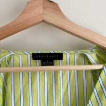 Load image into Gallery viewer, Sanctuary V-Neck Striped Puff 3/4 Sleeve Poplin Blouse Green L
