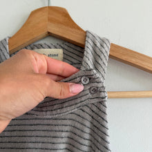 Load image into Gallery viewer, Anthropologie Cloth &amp; Stone Terry Cotton Striped Halter Neck Jumpsuit Grey L
