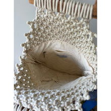 Load image into Gallery viewer, Tommy Bahama Macrame Wooden Top Handle Bag Cream NEW
