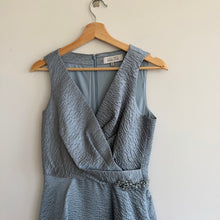 Load image into Gallery viewer, Teri Jon by Rickie Freeman V-Neck Sleeveless A-Line Midi Cocktail Dress Blue 2
