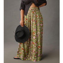 Load image into Gallery viewer, Anthropologie Floral Print High Rise Wide-Leg Pants Green 14
