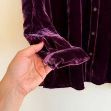 Load image into Gallery viewer, Eileen Fisher Silk Blend Velvet Classic Collar Button Down Shirt in Casis
