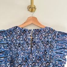 Load image into Gallery viewer, Cleobella Autumn Paisley Print Flutter Sleeve Smocked Midi Dress Blue L
