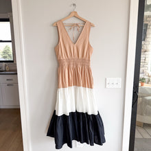 Load image into Gallery viewer, Anthropologie Maeve Tiered Colorblock Sleeveless Tie Back Maxi Dress 10
