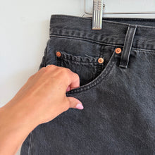 Load image into Gallery viewer, Levi's 501 Original Distressed Hem Button Fly Denim Cut Off Shorts Black 33
